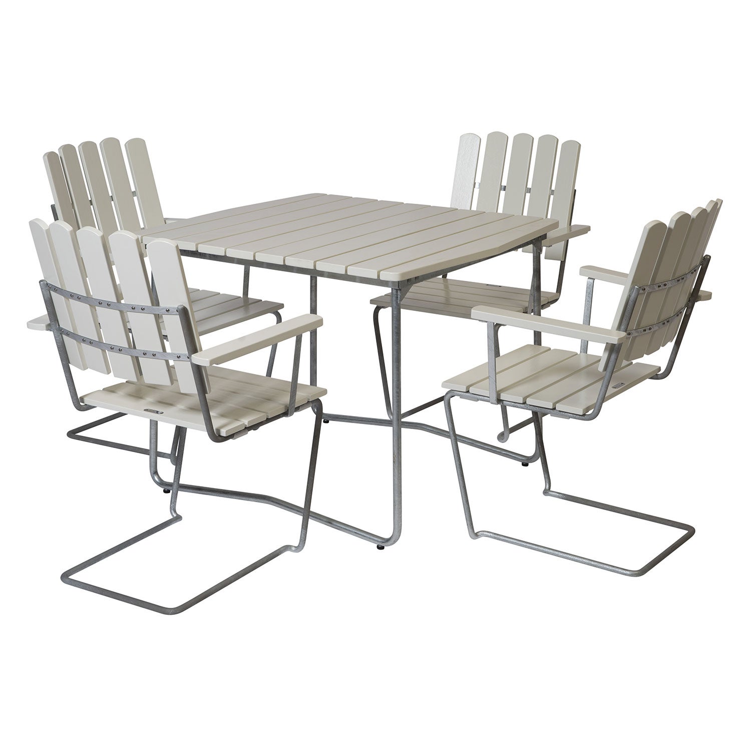 Spisebordssæt B31 84 cm & Hvidlakeret Eg Grythyttan Stålmöbler