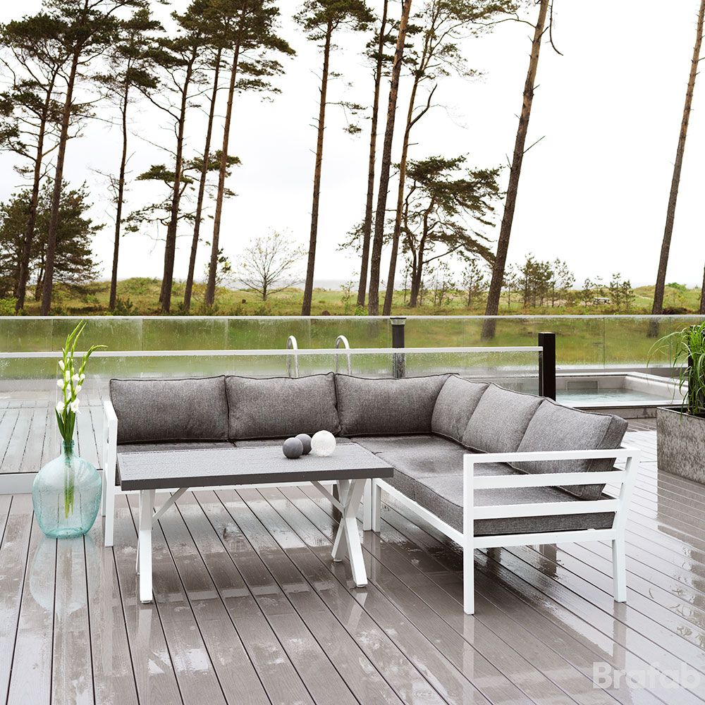 Weldon Fodskammel Hvid/Grå Brafab