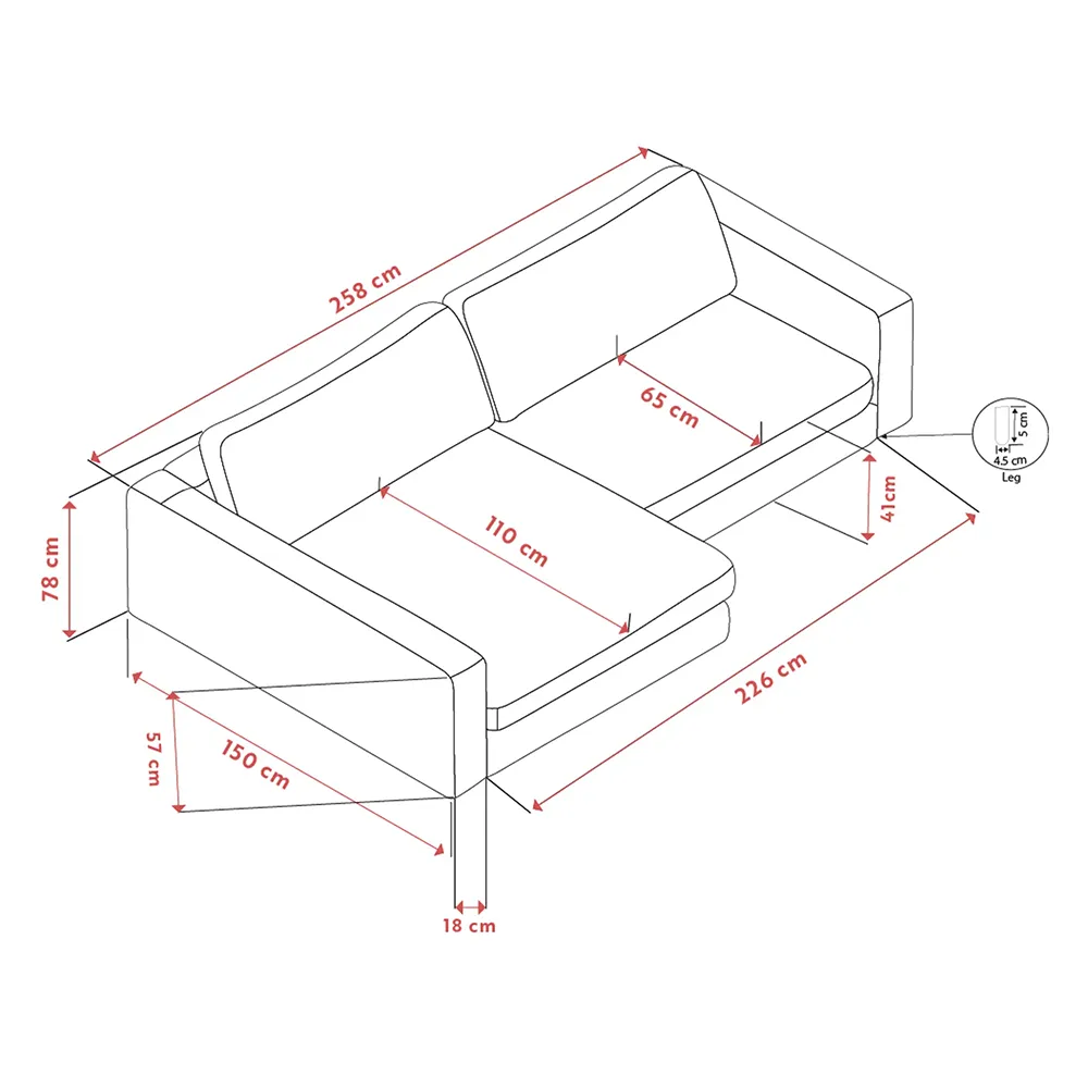 Duncan 3-person sofa med chaiselong til venstre stof Robin lysegrå