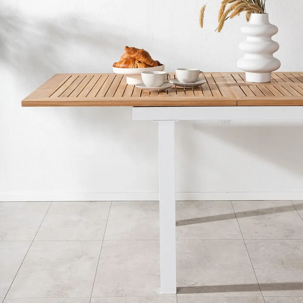 Panama spisebord 160-240x90 cm Hvid/Teak