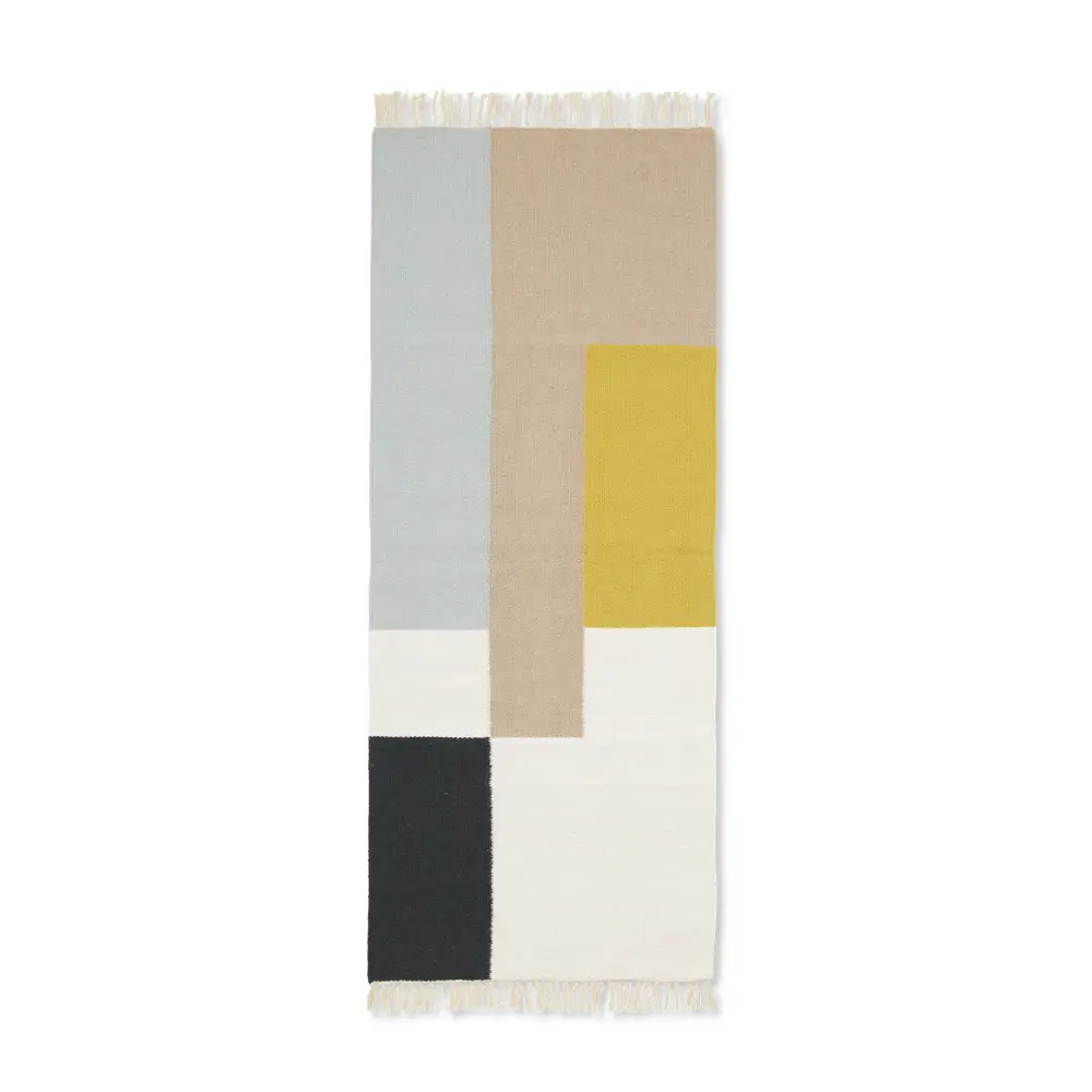 Ferm Living, Kelimtæppe 70x180 cm - Kvadrater