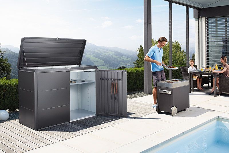 Highboard opbevaringskasse 200 cm kvartsgrå